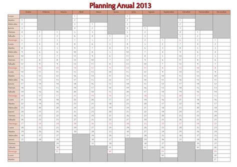 Plantillas Planning Anual 2016 | Calendar Template 2016