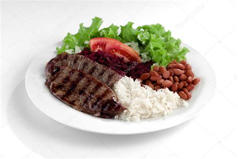 Plato con carne, arroz y frijoles — Foto de stock ...