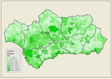 Población por municipios de Andalucía 2007   Tamaño completo