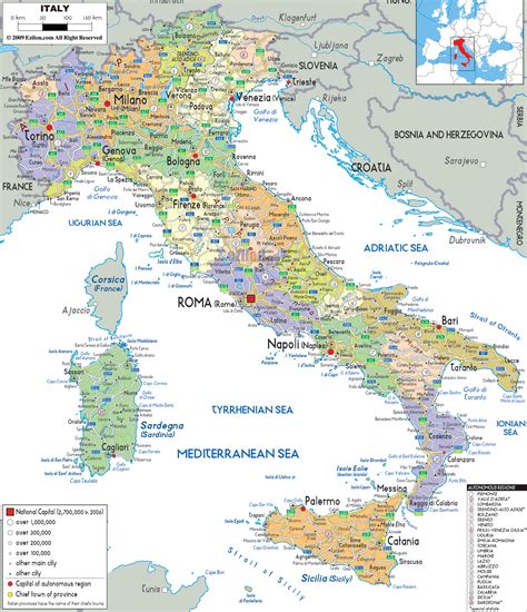 Political Map of Italy   Ezilon Maps