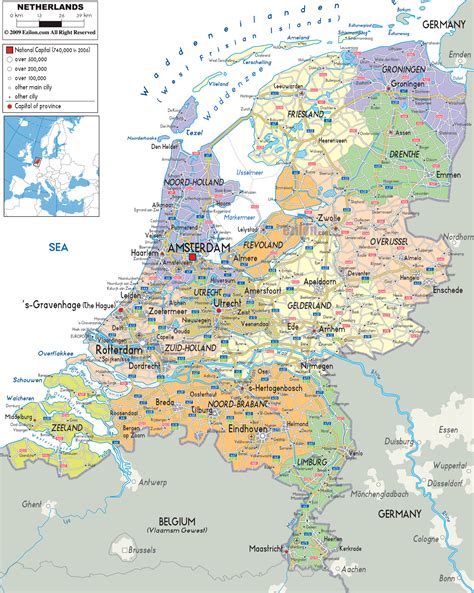 Political Map of Netherlands   Ezilon Maps