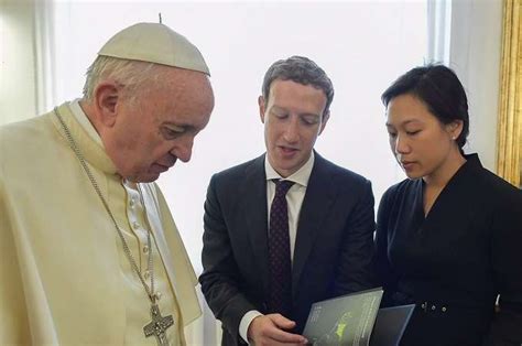 Pope Francis meets Mark Zuckerberg and his wife at the Vatican