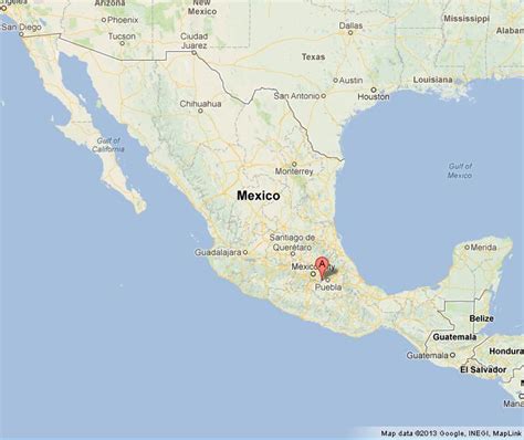 Popocatepetl on Map of Mexico