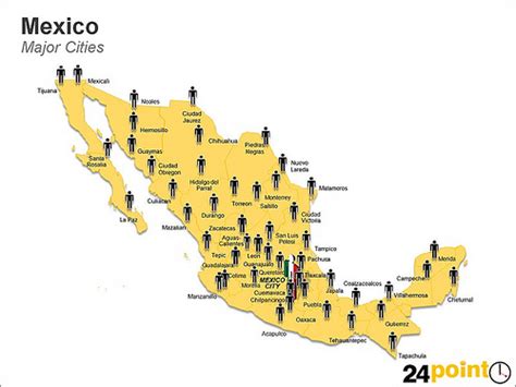 Population Cities Map of Mexico | The map shows Major ...