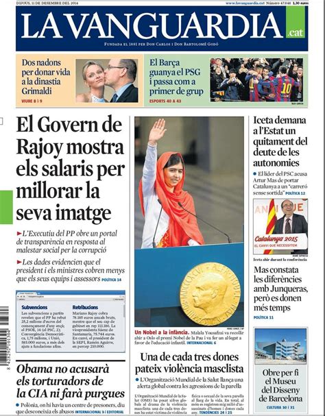 Portada de La Vanguardia en català del dijous 11 de ...