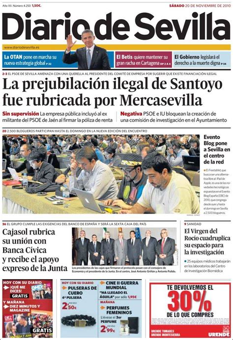 Portada del periódico Diario de Sevilla  España . Todos ...