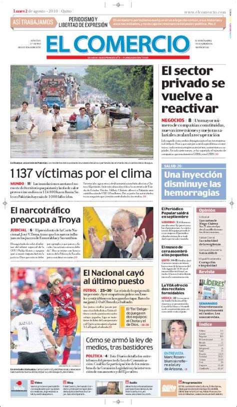 Portada del periódico El Comercio  Ecuador . Todos los ...