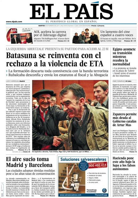 Portada del periódico El País  España . Todos los ...