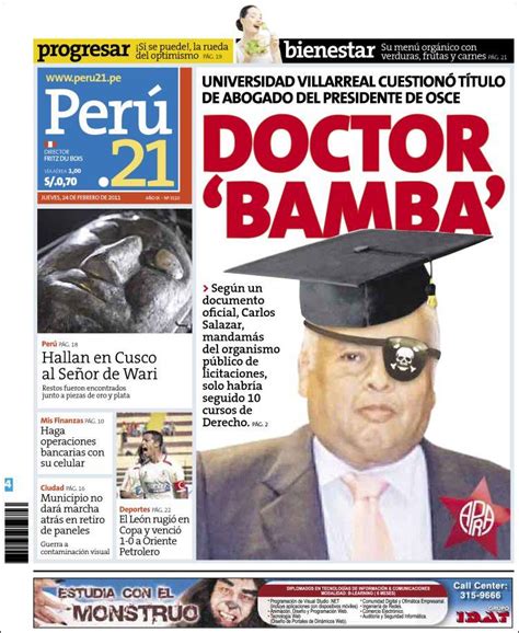 Portada del periódico Perú 21  Perú . Todos los periódicos ...