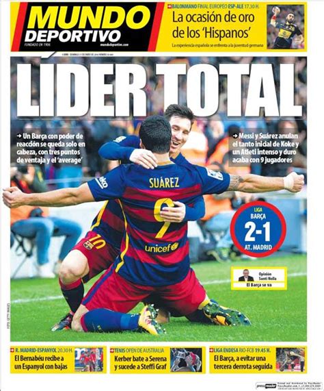 Portada Mundo Deportivo: Líder total   FC Barcelona Noticias