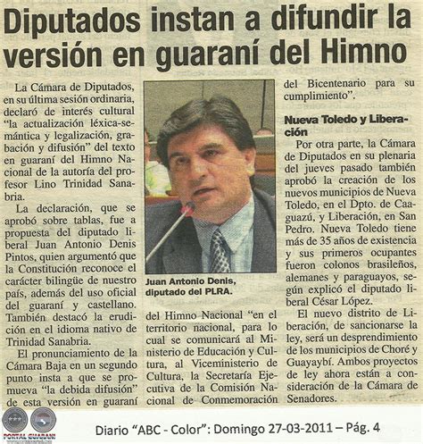 Portal Guaraní   HIMNO NACIONAL EN GUARANÍ   Traducción al ...