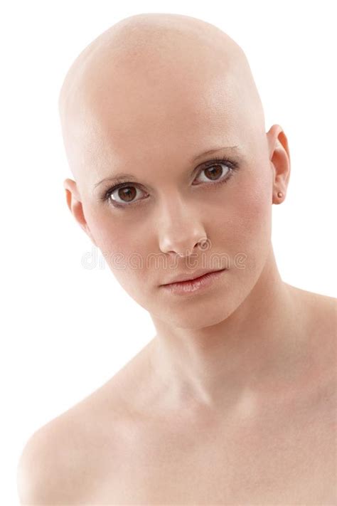 Portrait Of Bald Woman   Breast Cancer Awereness Stock ...