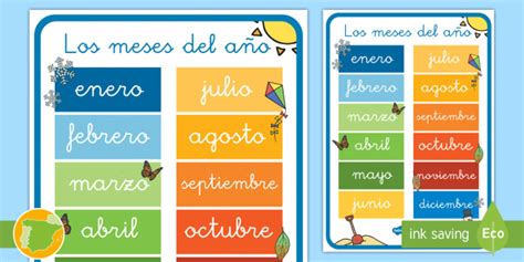 Pósters: Los meses del año   calendario, meses del año