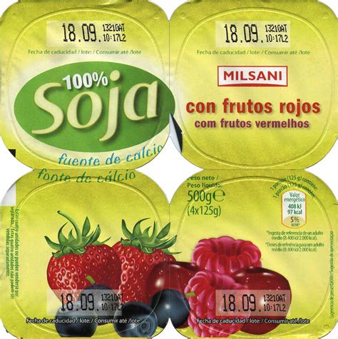 Postre de soja  Milsani  Frutos rojos — 500 g  4 x 125 g
