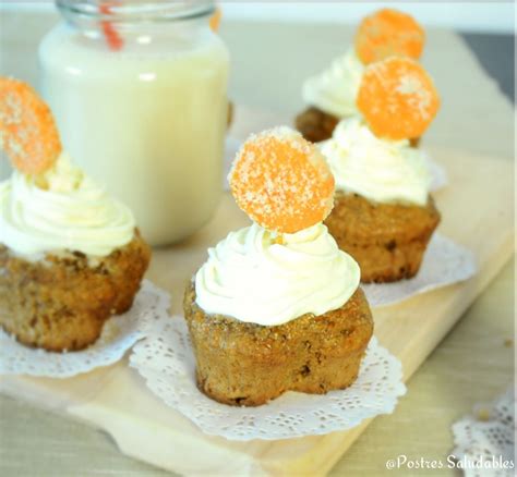 Postres Saludables | Cupcakes de Zanahoria saludables ...