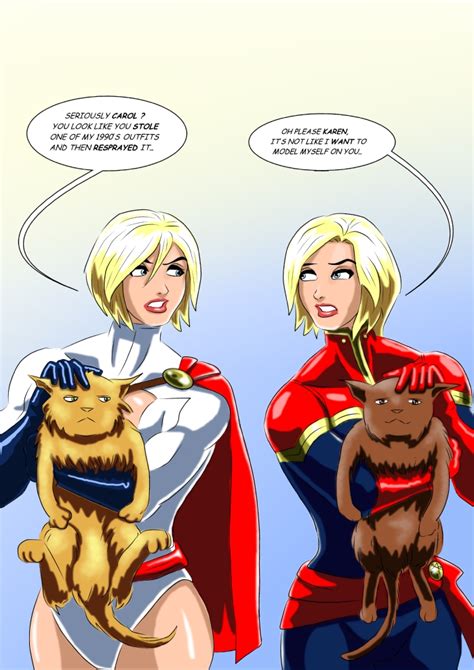 Power Girl and Captain Marvel   of MARVEL comics   by ...
