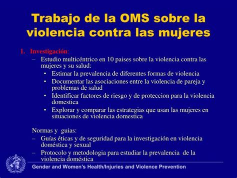 PPT   Actividades de la OMS en violencia contra las ...