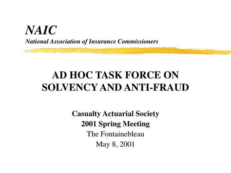 PPT   NAIC National Association of Insurance Commissioners ...