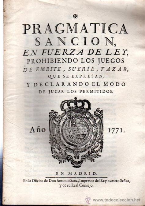 pragmática sanción de s.m., 1771, madrid, anton   Comprar ...