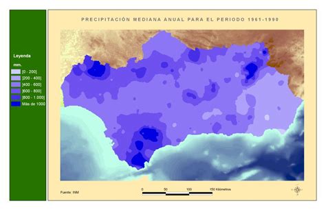 Precipitación media anual en Andalucía   Tamaño completo