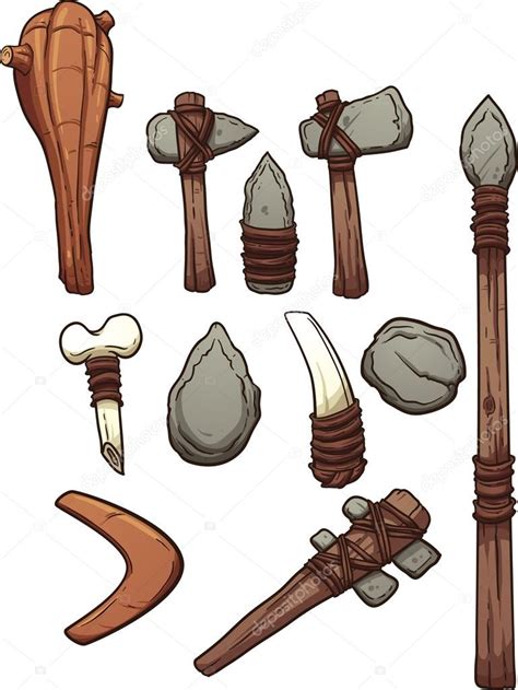 Prehistoric weapons — Stock Vector © memoangeles #58808513