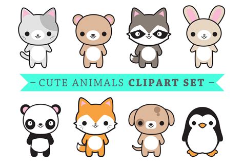 Premium Vector Clipart Cute Animals Kawaii Animals Cute
