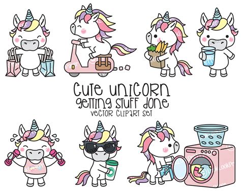 Premium Vector Clipart Kawaii Unicorn Cute Unicorn ...