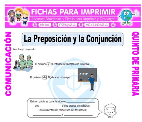 Preposiciones y Conjunciones para Quinto de Primaria ...