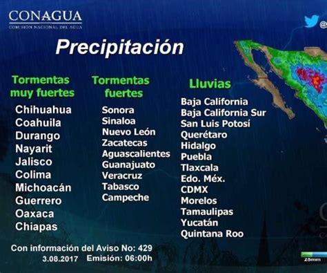 Prevé Conagua lluvias para Tamaulipas y 32 estados de México
