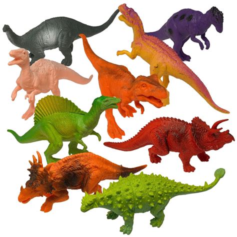 Prextex Plastic Assorted Dinosaur Figures with Dinosaur ...