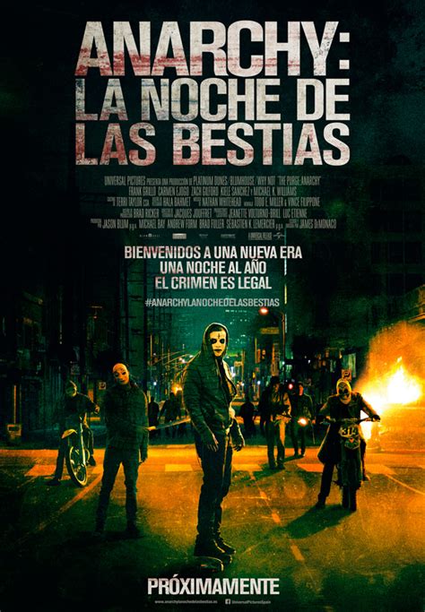 Primer póster en español de  Anarchy: La noche de las ...