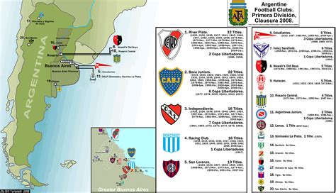 Primera Division Argentina. Clausura 2008 Map, with Clubs ...