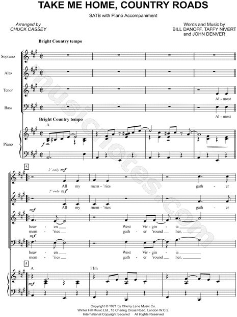 Print and download choral sheet music for Take Me Home ...