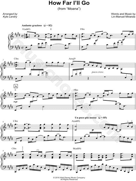 Print and download How Far I ll Go sheet music by Kyle ...