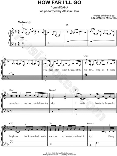 Print and download sheet music for How Far I ll Go ...