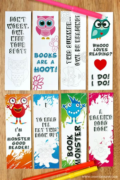 Printable Bookmark Coloring Pages for Kids   Oh My Creative