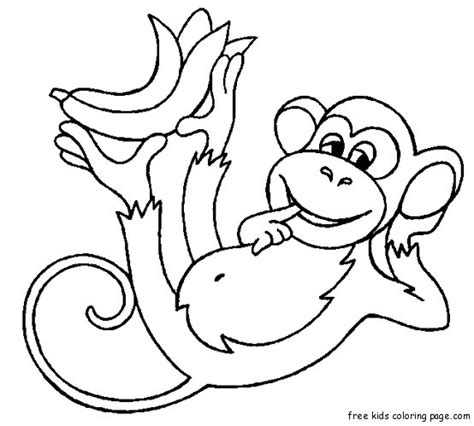 Printable jungle monkey coloring page for kidsFree ...