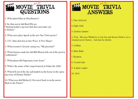 Printable Movie Trivia Questions And Answers   Printable ...