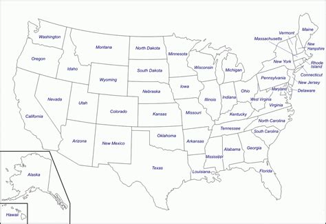 Printable US Map with States and Cities