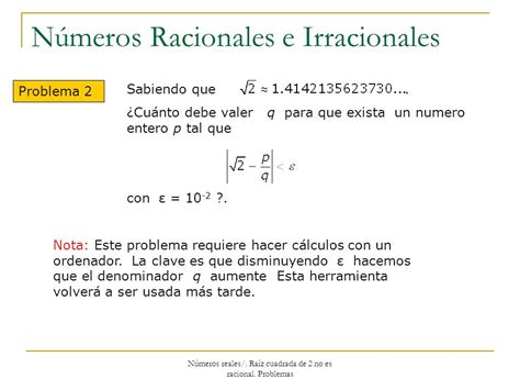 Problemas sobre números Racionales e Irracionales.   ppt ...