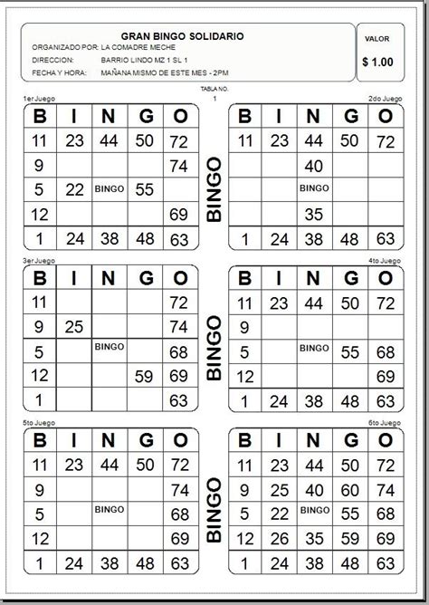 Programa Para Imprimir Tablas De Bingo   U$S 25,00 en ...
