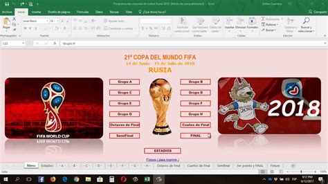 Programación mundial de futbol Rusia 2018 en Excel   YouTube