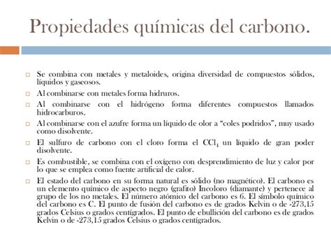 Propiedades físicas y químicas del carbono e hidrogeno