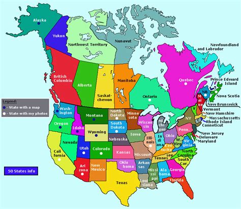 Provinces and States map. Easily shows what states share ...