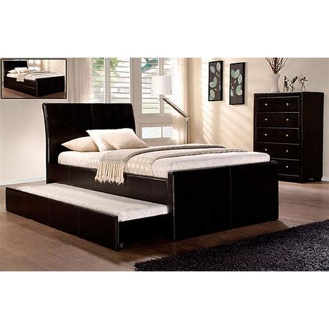 PU Leather King Single Bed Frame w Full Trundle Bed in ...