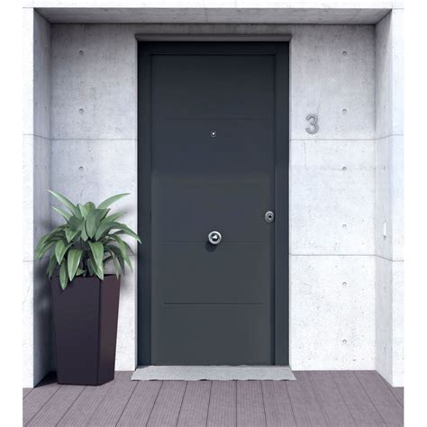 Puerta de entrada metálica Metálica fresada gris Ref ...