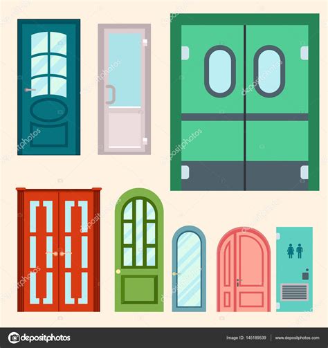 Puertas aisladas vector ilustración entrada puerta casa ...
