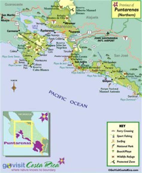 Puntarenas, Mapa Turístico Puntarenas   Costa Rica