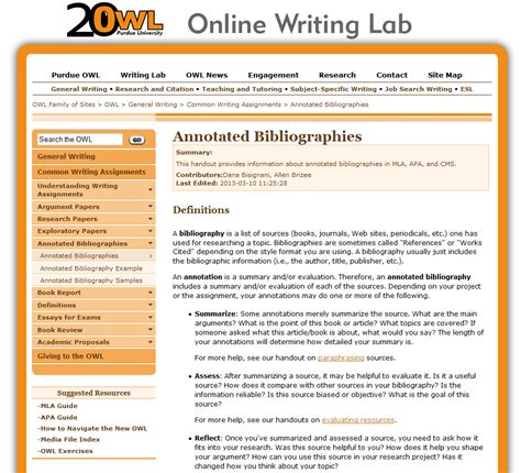 Purdue owl annotated bibliography sample apa ...