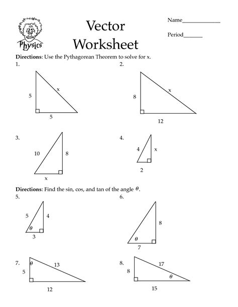 pythagorean theorem worksheets | Cos Law Worksheet   PDF ...